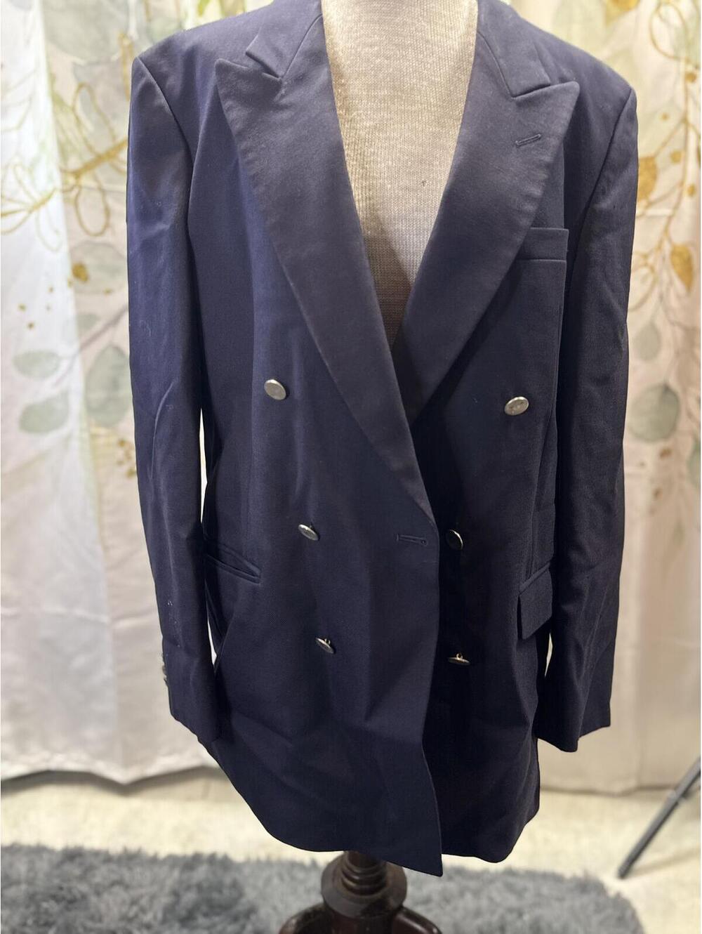Alexandre Double-Breasted Pure New Wool Navy Blue Blazer 40 Reg